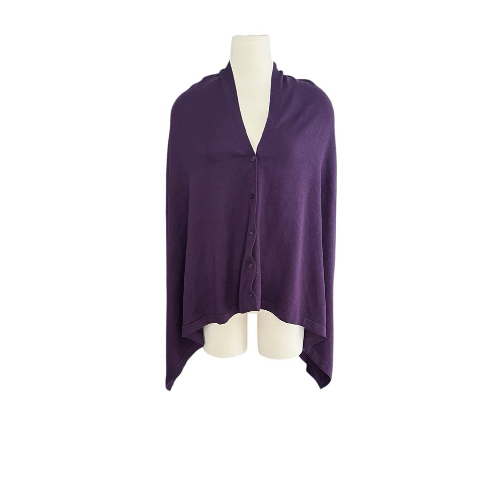 IMAN Purple Versatile Multi Scarf Shawl Stole Muffler Poncho Buttons Casual